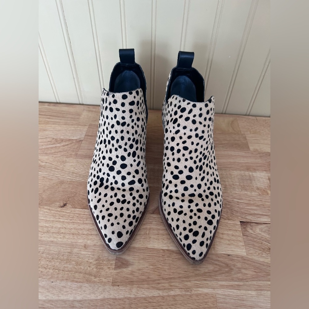 Dolce Vita calf hair black and tan cheetah Heeled Boots